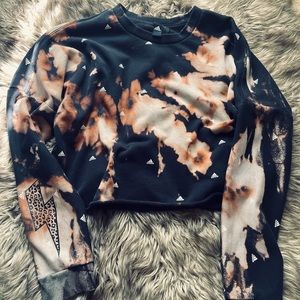 Adidas custom reverse tie dyed cropped sweatshirt